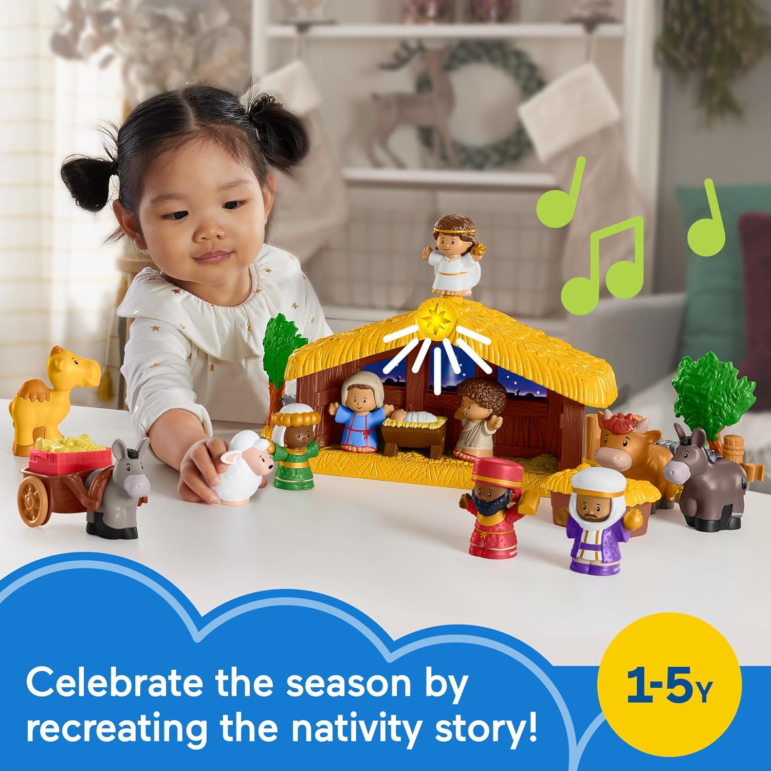 Fisher-Price Little People Toddler Toy Nativity Set with Music Lights & 18 Pieces for Christmas