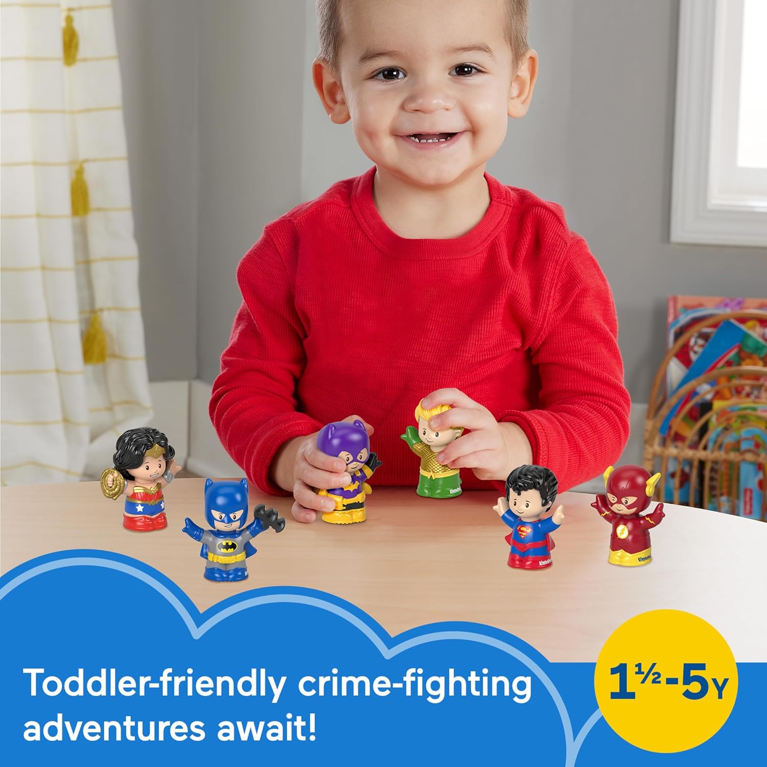 Fisher-Price Little People Toddler Toys DC Super Friends Crime-Fighting Figure Pack Set of 6 Characters